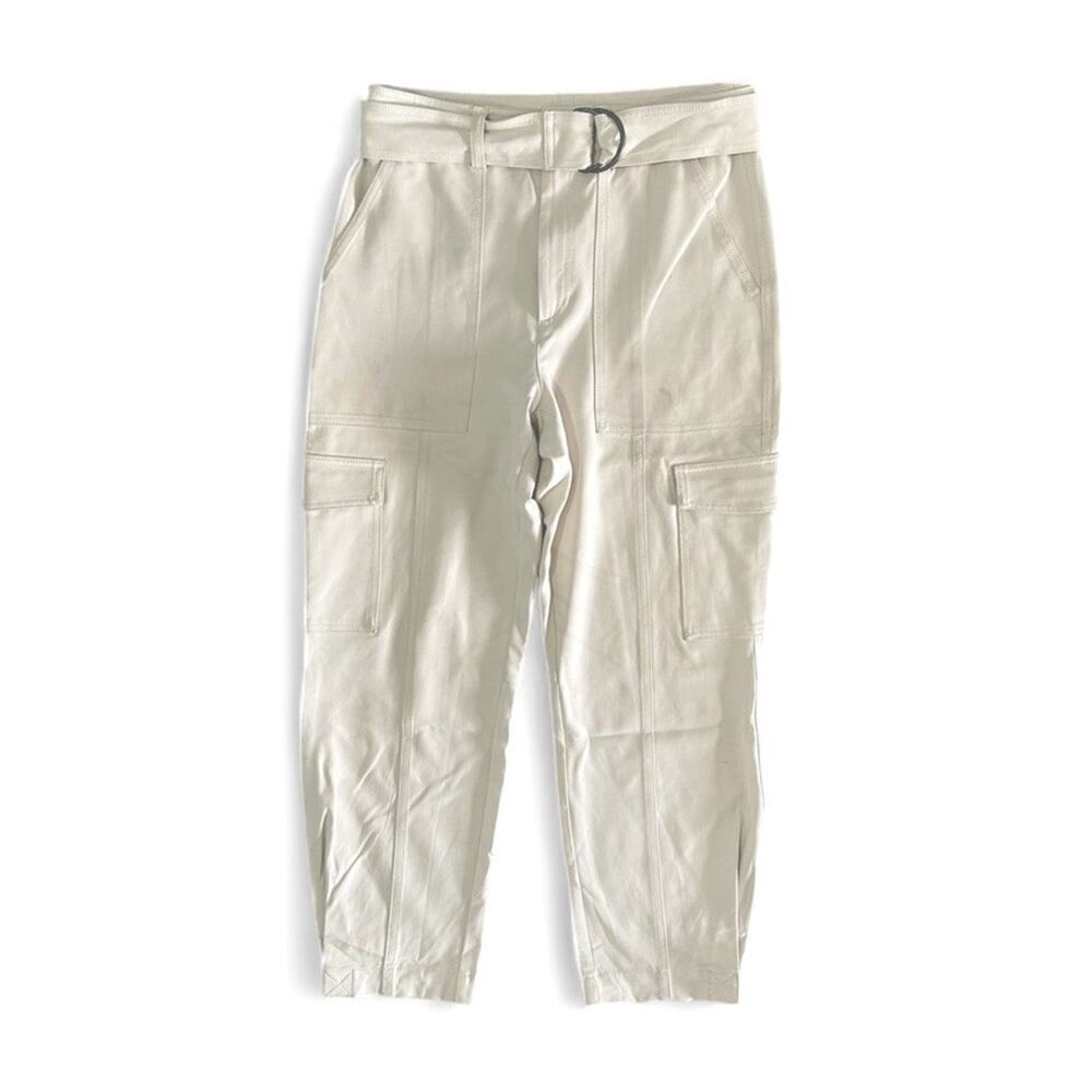 Banana Republic Women’s Ivory Cream Cargo Jogger Pants Belted Size 2 Preppy